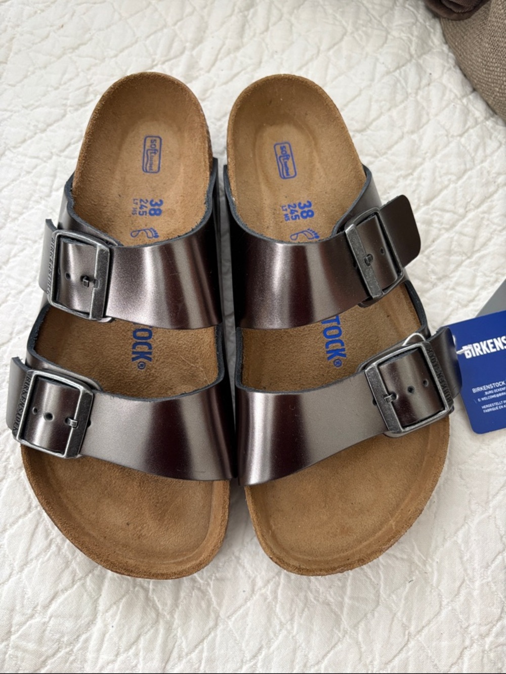 Birkenstock Arizona Soft Footbed Metallic Anthracite 38